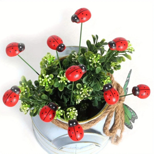 10pc wooden ladybug garden - wooden,