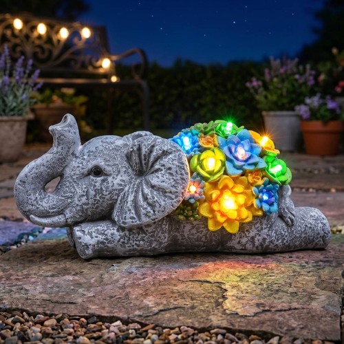 Garden elephant statue solar - elephant,