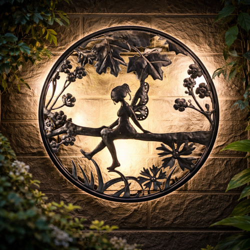 Solar backlit garden wall - backlit, art