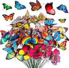 50x Colorful Butterfly Stakes