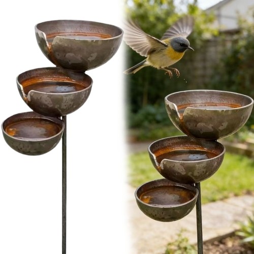 Metal rain catcher stake bird - rain,