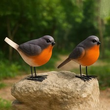 Set of 2 Robin Bird Garden