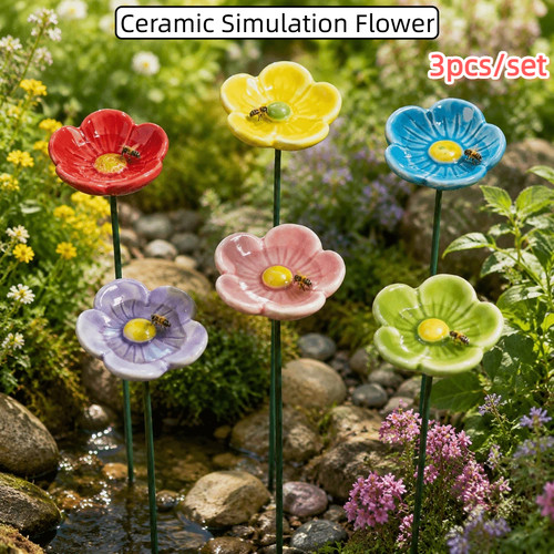 3pcs ceramic bee butterfly - bee,