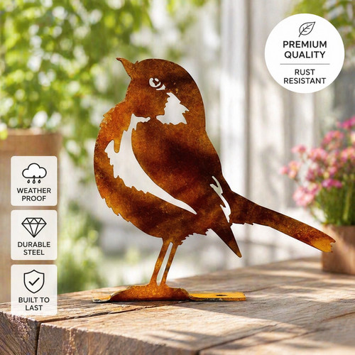 Rusty metal robin bird - metal,