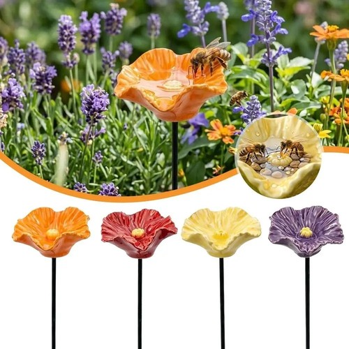 Colourful resin bee watering - resin,