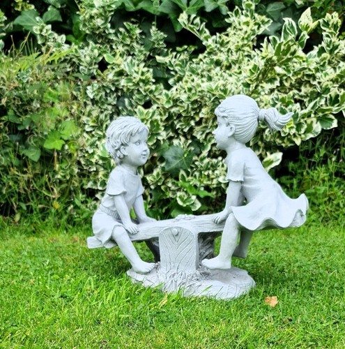 Garden ornaments boy and girl - garden,